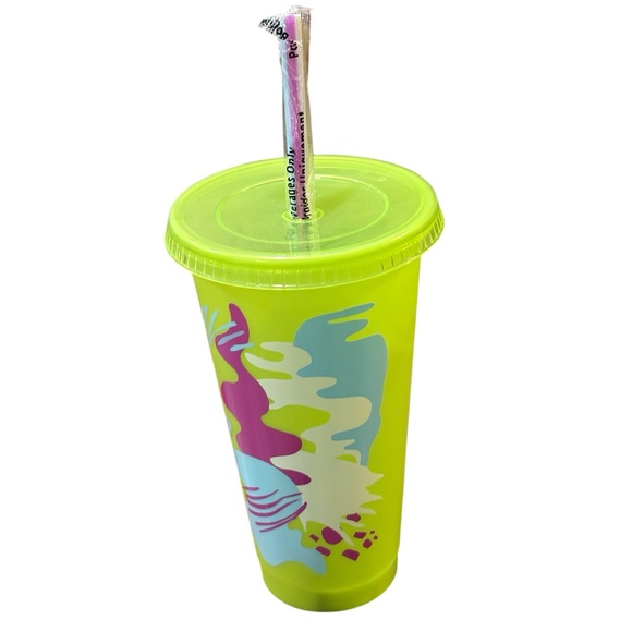 New Starbucks Color Changing Reusable Cold Cup With Straw 24 oz - Picture 2 of 4